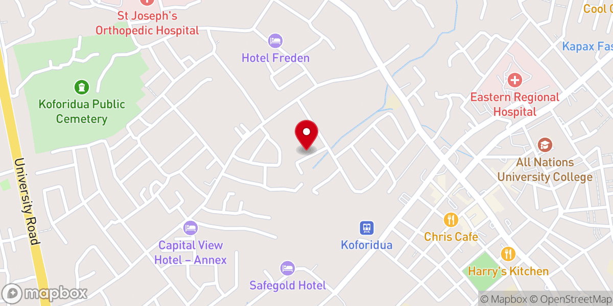 Map showing location of Christian Divine Church, Koforidua