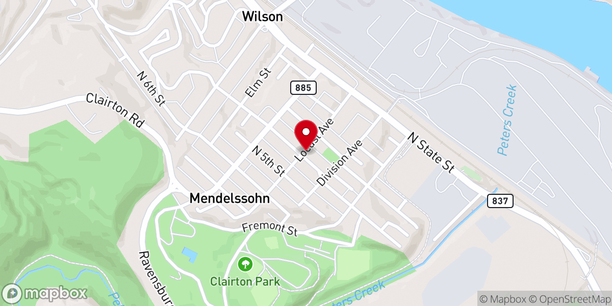 Map showing location of Wilson Presbyterian Church
