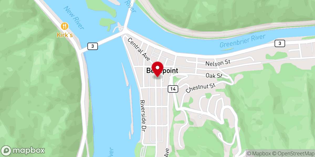 Map showing location of Bellepoint Baptist Church