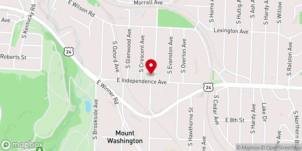 Map showing location of Mount Washington United Methodist Church
