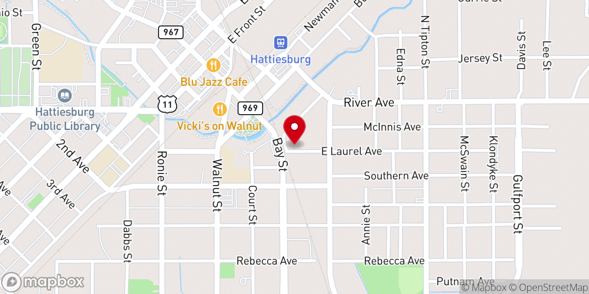 Map showing location of Bay Street Presbyterian Church