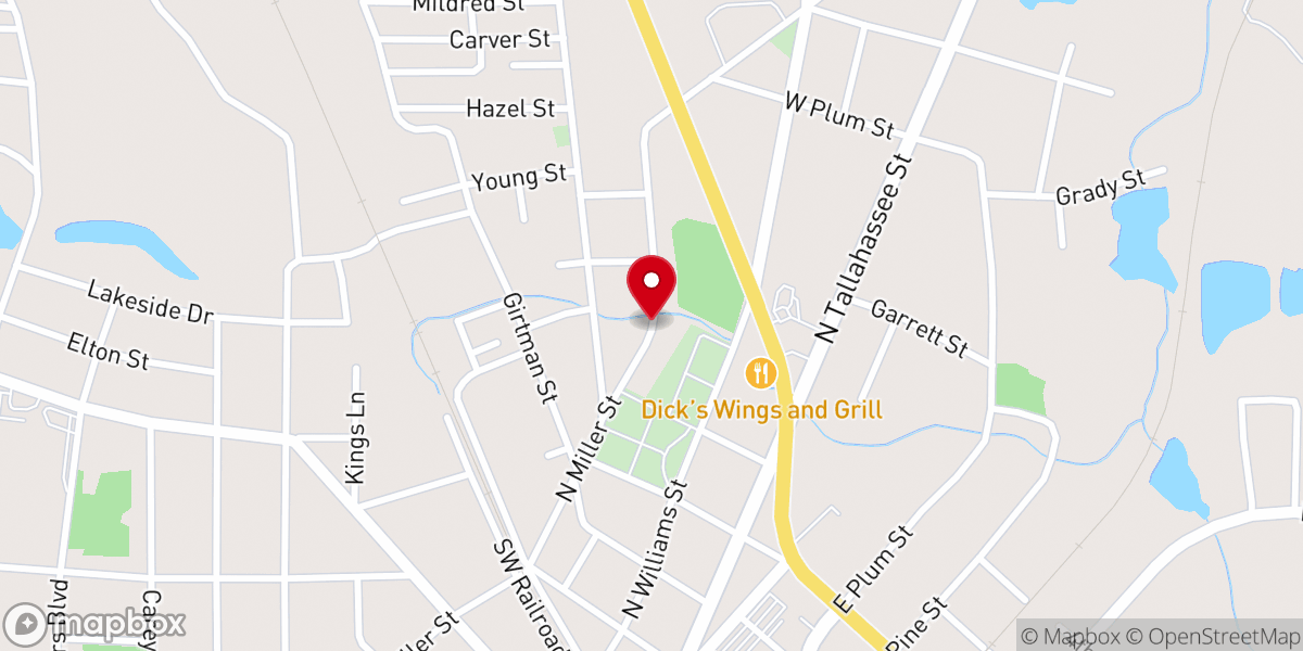 Map showing location of Evergreen Freewill Baptist Church