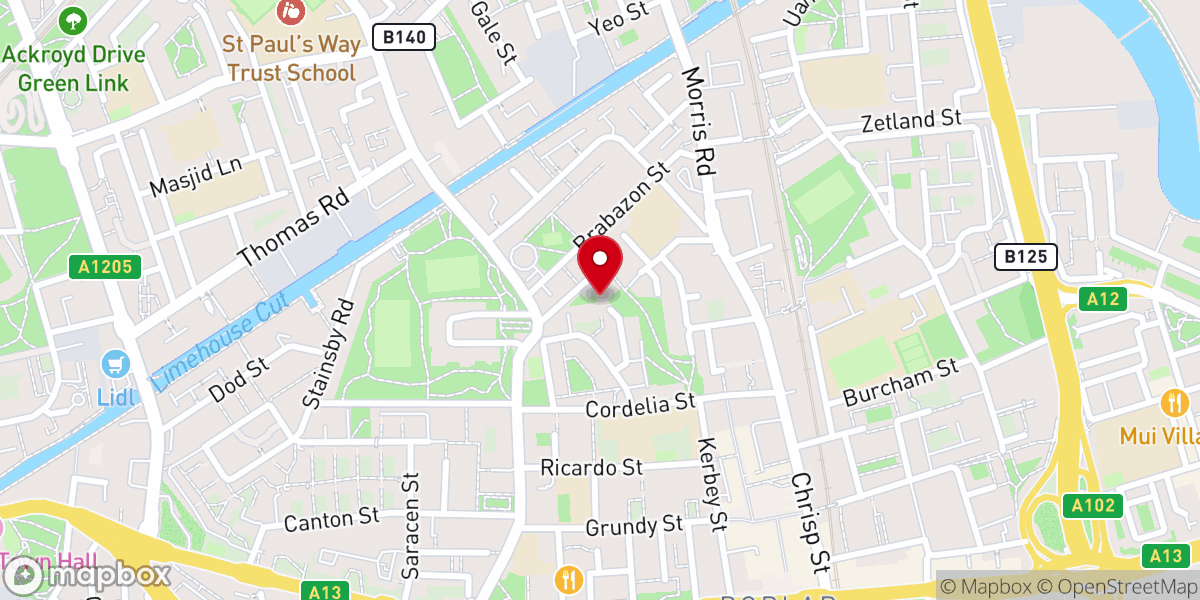 Map showing location of Lansbury Estate Muslim Association