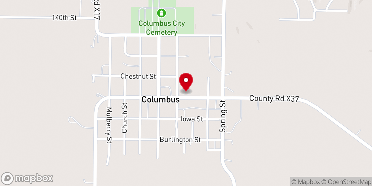 Map showing location of Columbus Community Free Methodist
