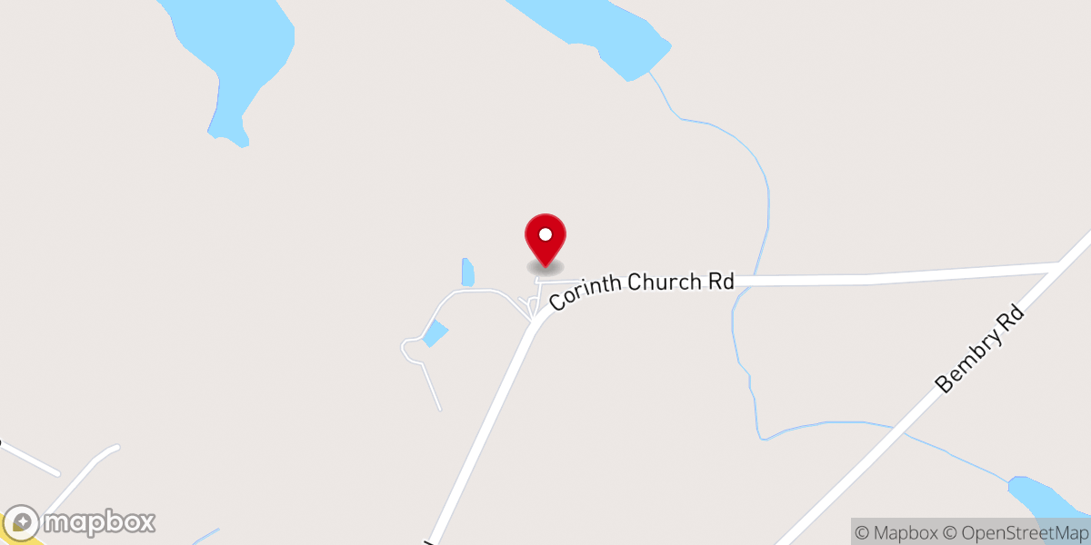 Map showing location of Corinth Baptist Church
