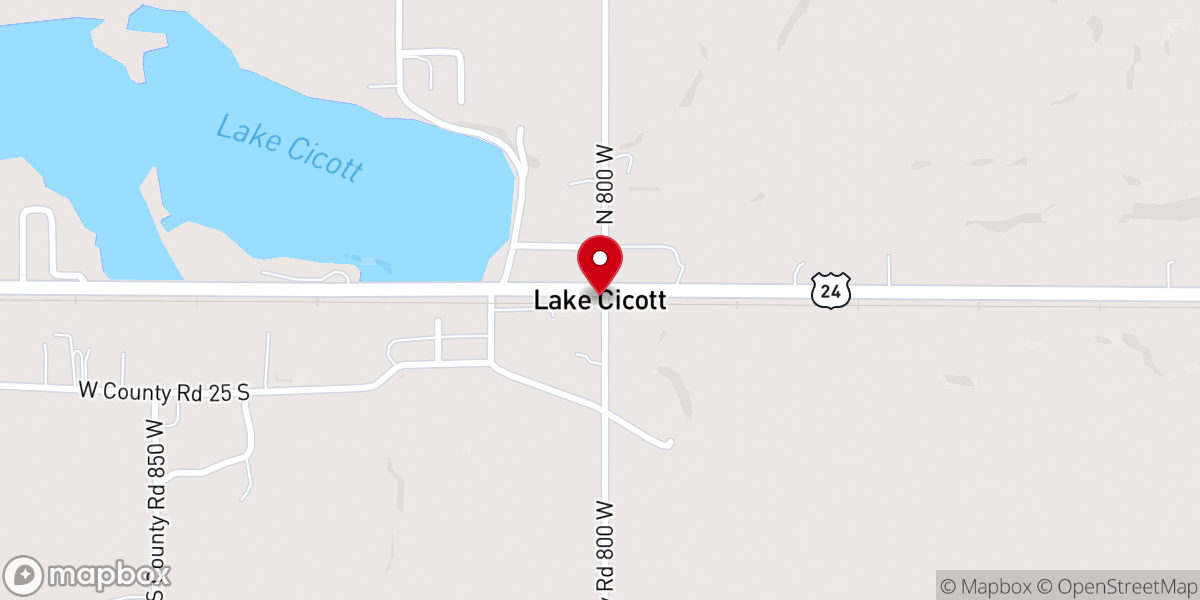 Map showing location of Lake Cicott