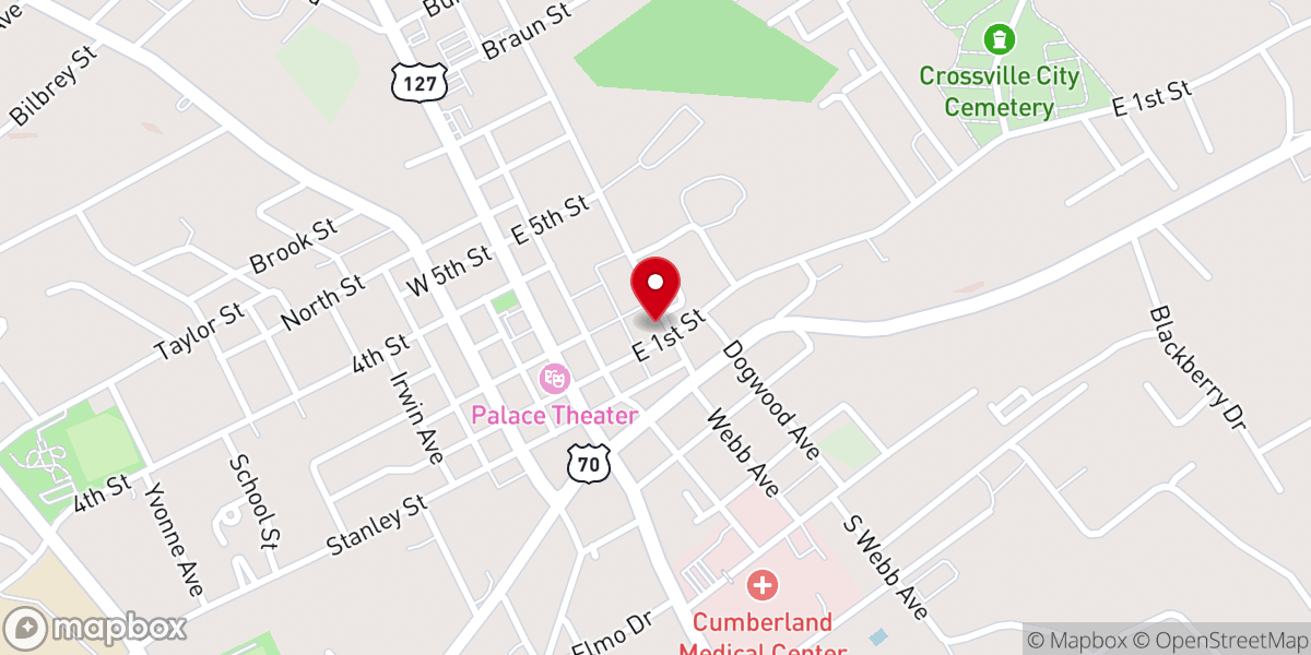 Map showing location of First Christian Church
