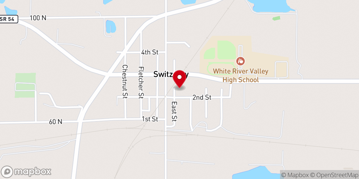 Map showing location of Switz City Baptist Church
