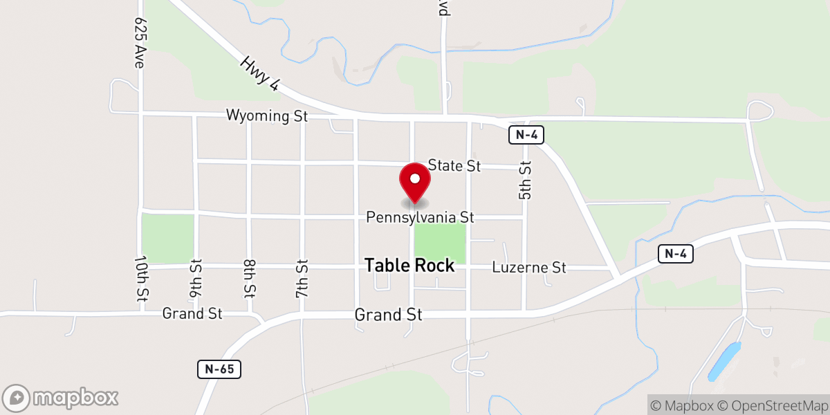 Map showing location of Table Rock United Methodist Church