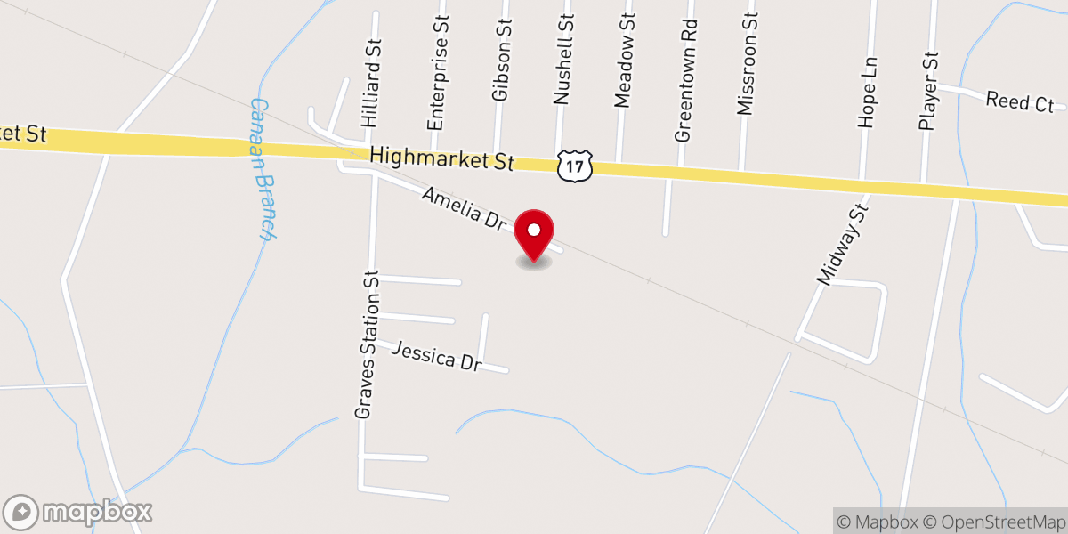 Map showing location of New Light Baptist Church
