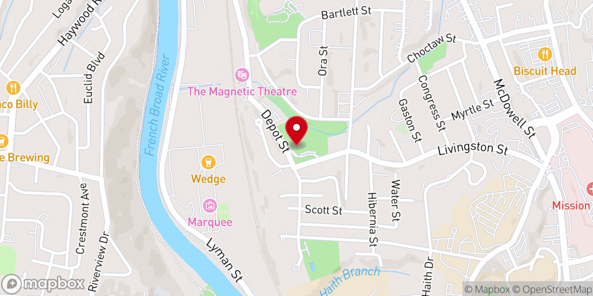 Map showing location of Highland Baptist Church