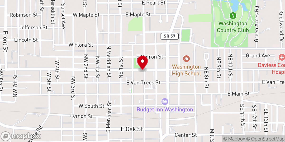 Map showing location of First Christian Church