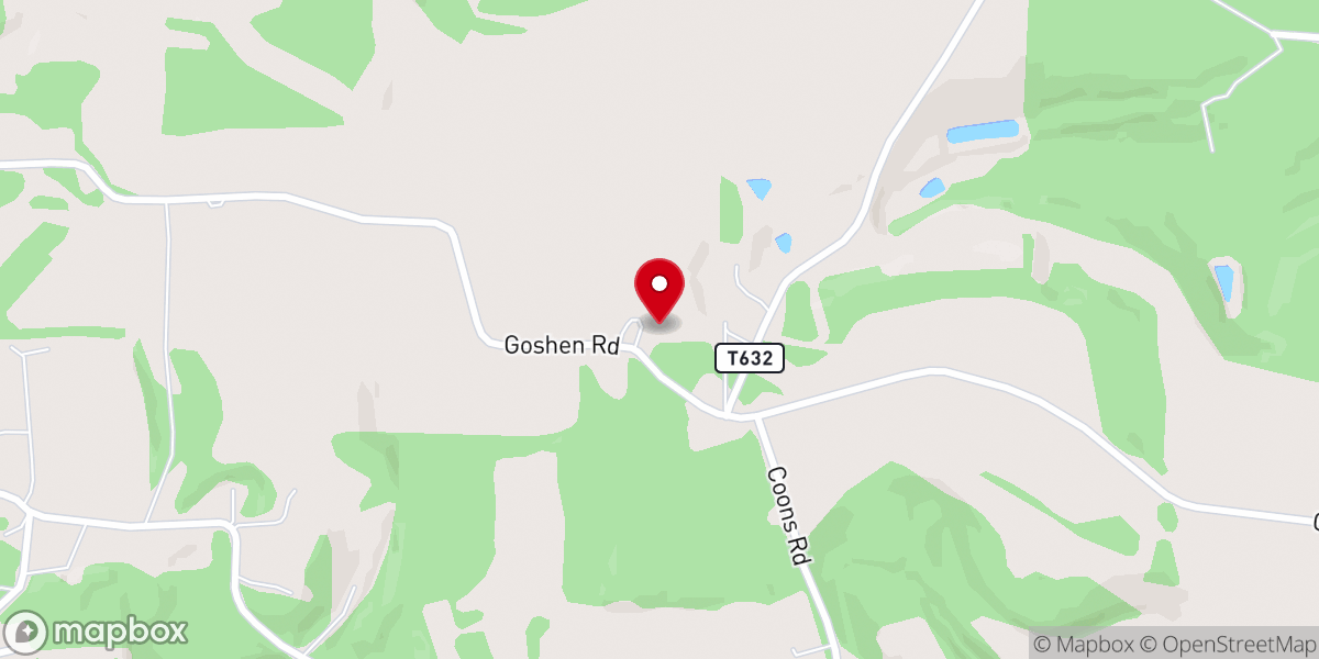 Map showing location of Goshen Church