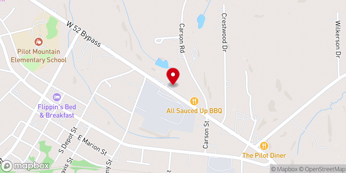 Map showing location of Pilot Mountain Outreach Center