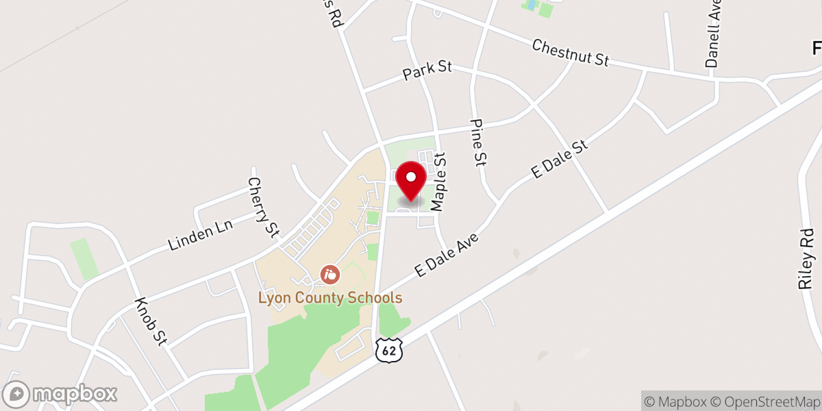 Map showing location of Eddyville Methodist Church
