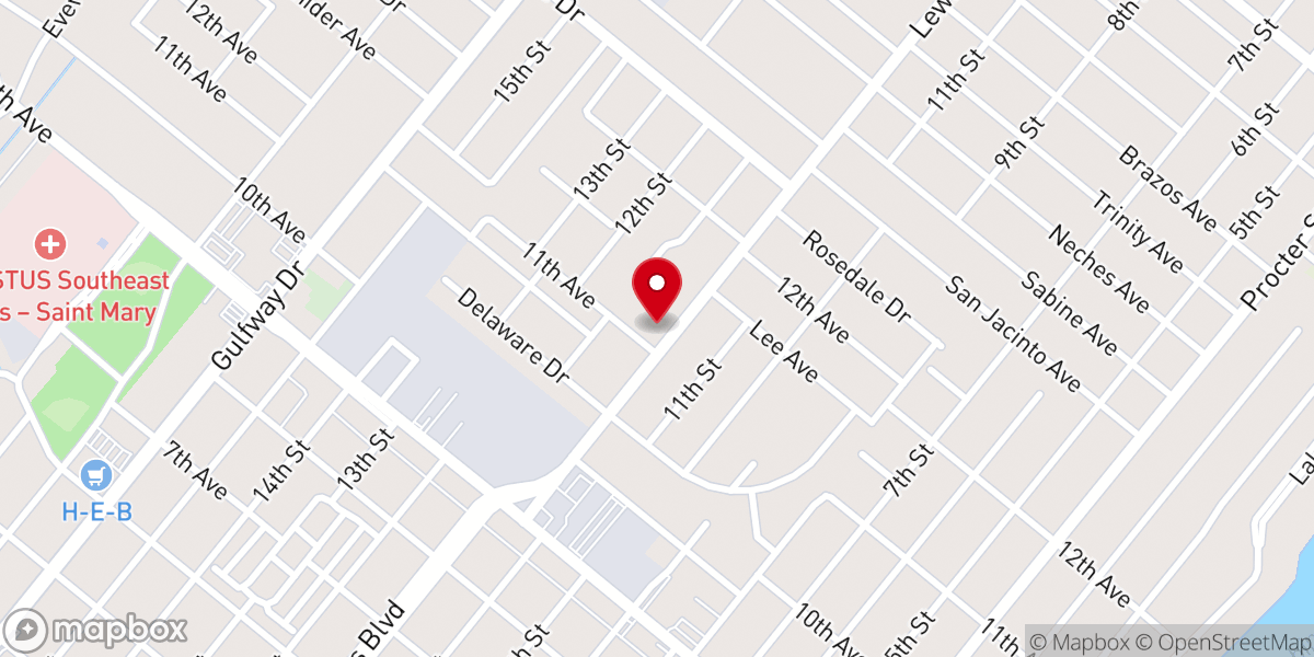 Map showing location of Iglesia Pentecostal Unida Hispana de Port Arthur