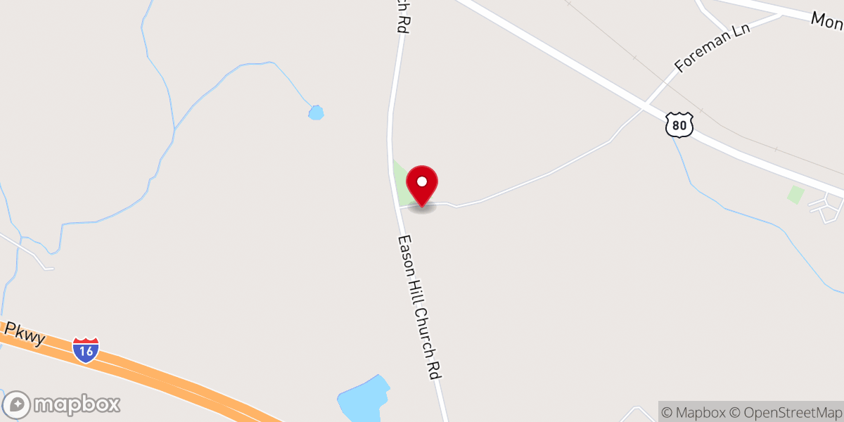 Map showing location of Eason Hill Church