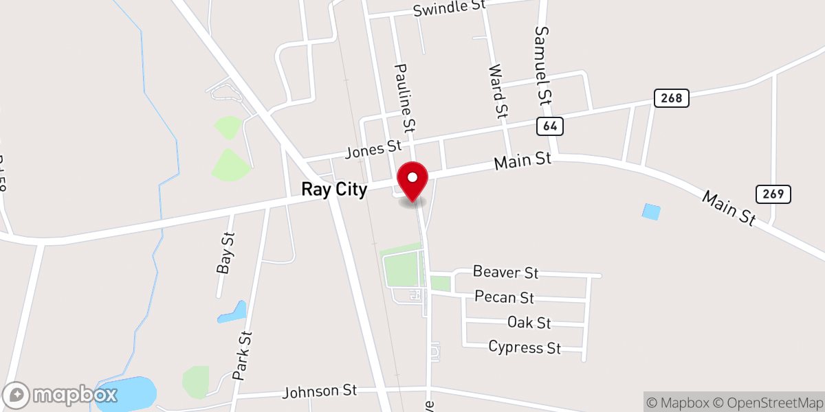 Map showing location of Ray City Freewill Holiness Church