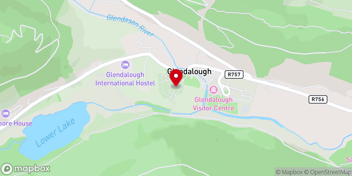 Map showing location of Glendalough Cathedral