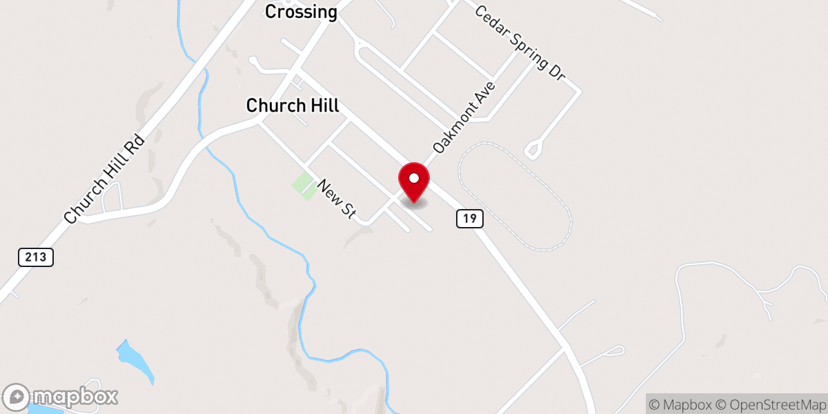 Map showing location of Church Hill United Methodist Church