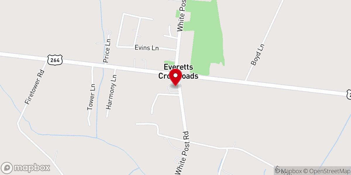 Map showing location of Everetts Church of Christ