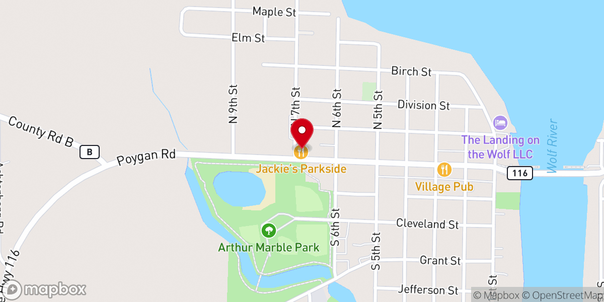 Map showing location of Jackie's Parkside