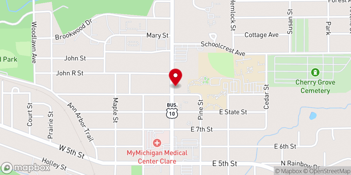 Map showing location of St John Evangelical Lutheran