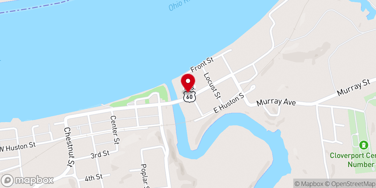 Map showing location of Cloverport Wesleyan Church