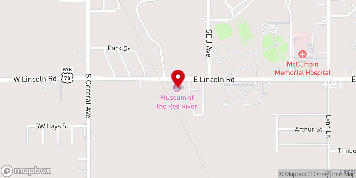 Map showing location of Museum of the Red River