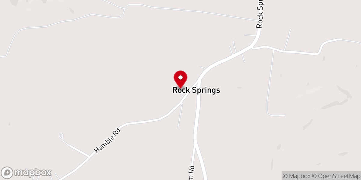 Map showing location of Rocks Springs Freewill Baptist Church