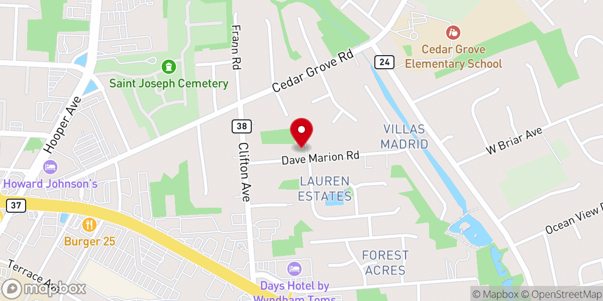 Map showing location of Toms River Seventh-day Adventist Church