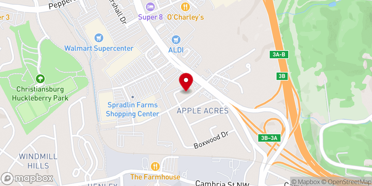 Map showing location of Christiansburg Mennonite Fellowship