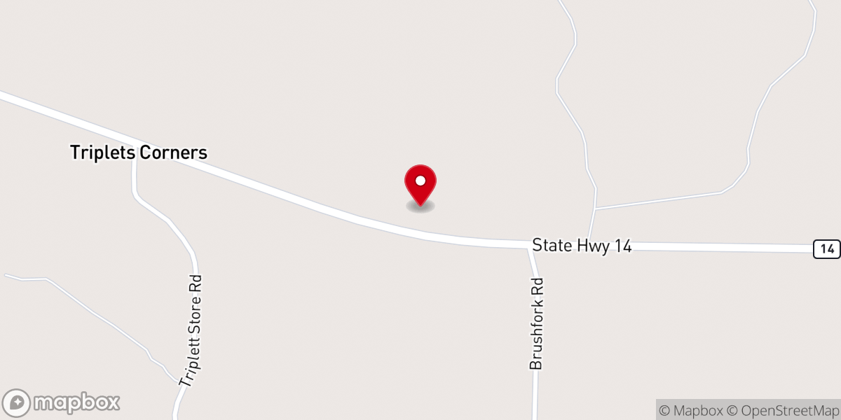 Map showing location of Brushfork M.B Church