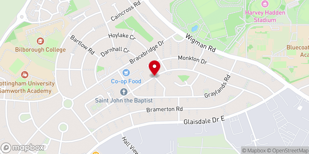 Map showing location of St. Hugh of Lincoln Church