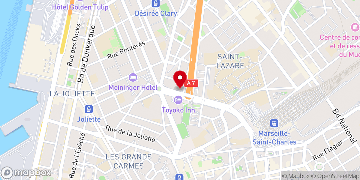 Map showing location of Église catholique Saint-Lazare à Marseille