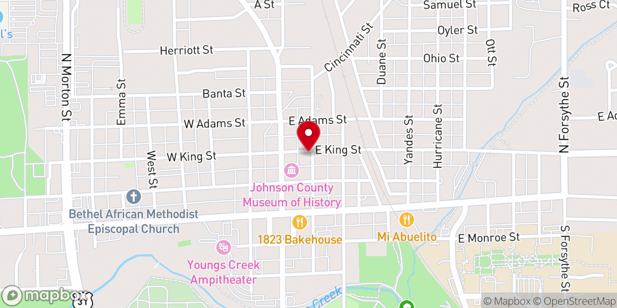 Map showing location of Tabernacle Christian Church