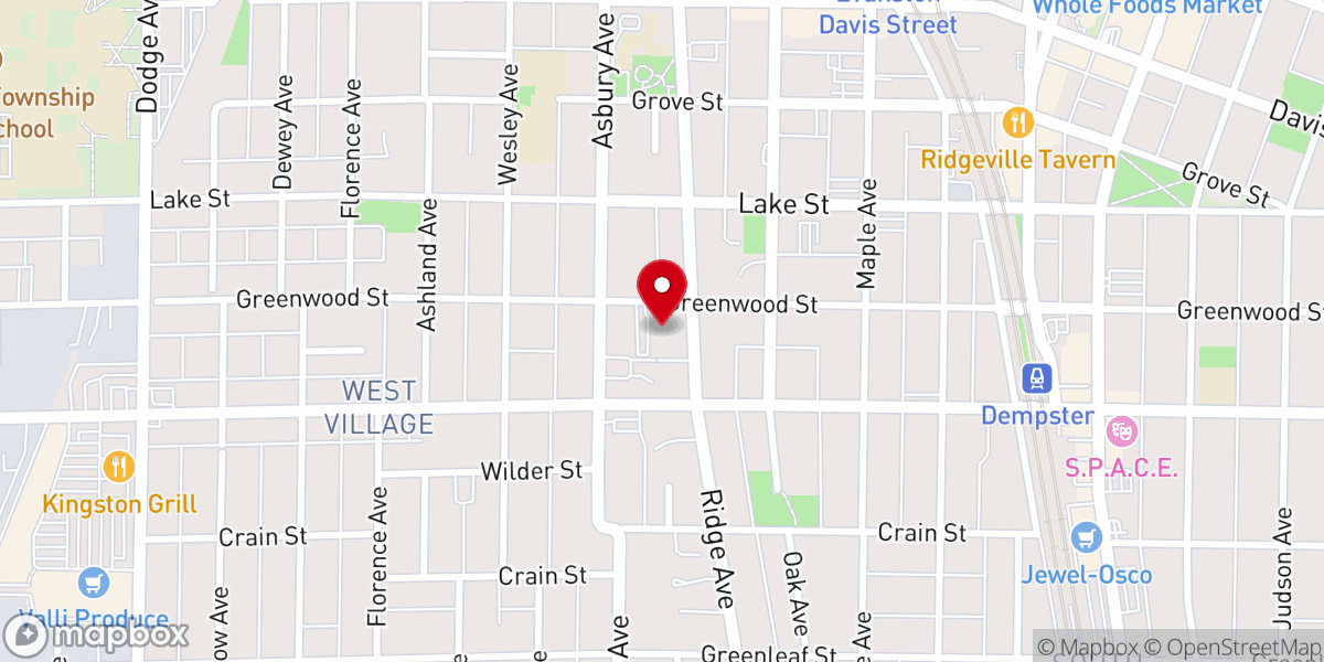Map showing location of Unitarian Church of Evanston