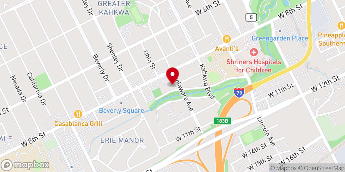 Map showing location of Delaware Avenue Baptist Church