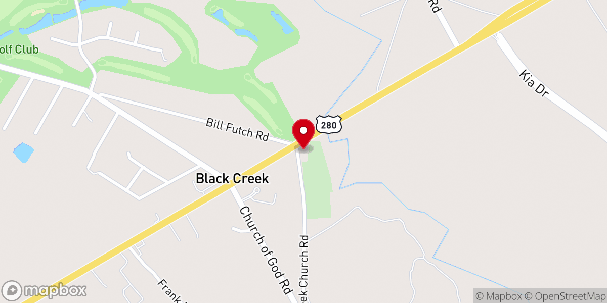 Map showing location of Lower Black Creek Primitive Baptist Church