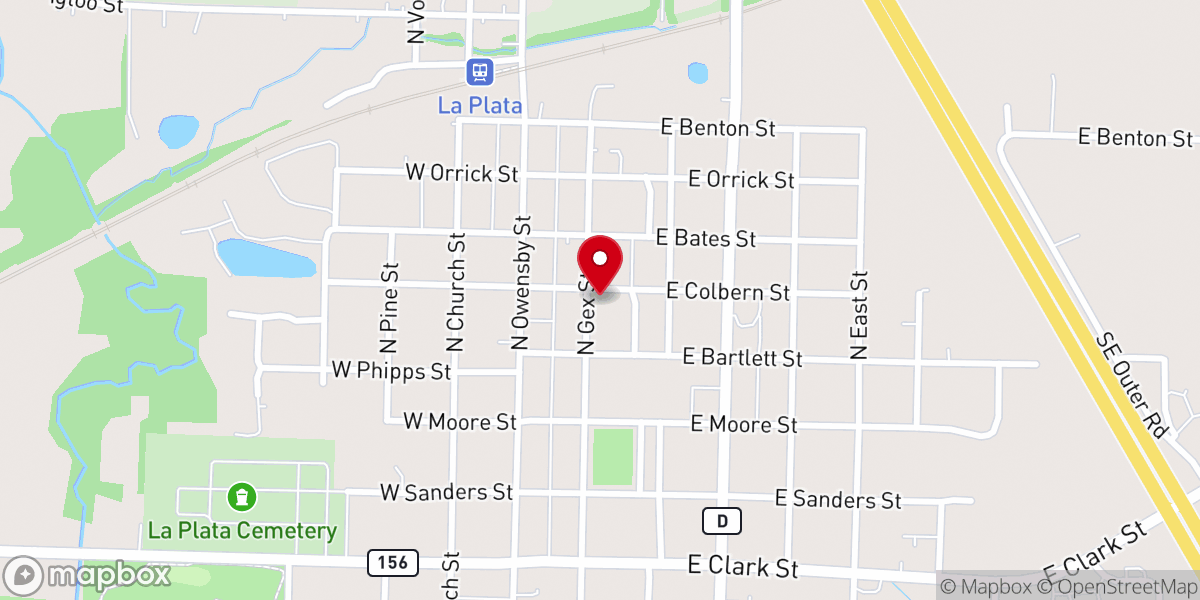 Map showing location of La Plata United Methodist Church