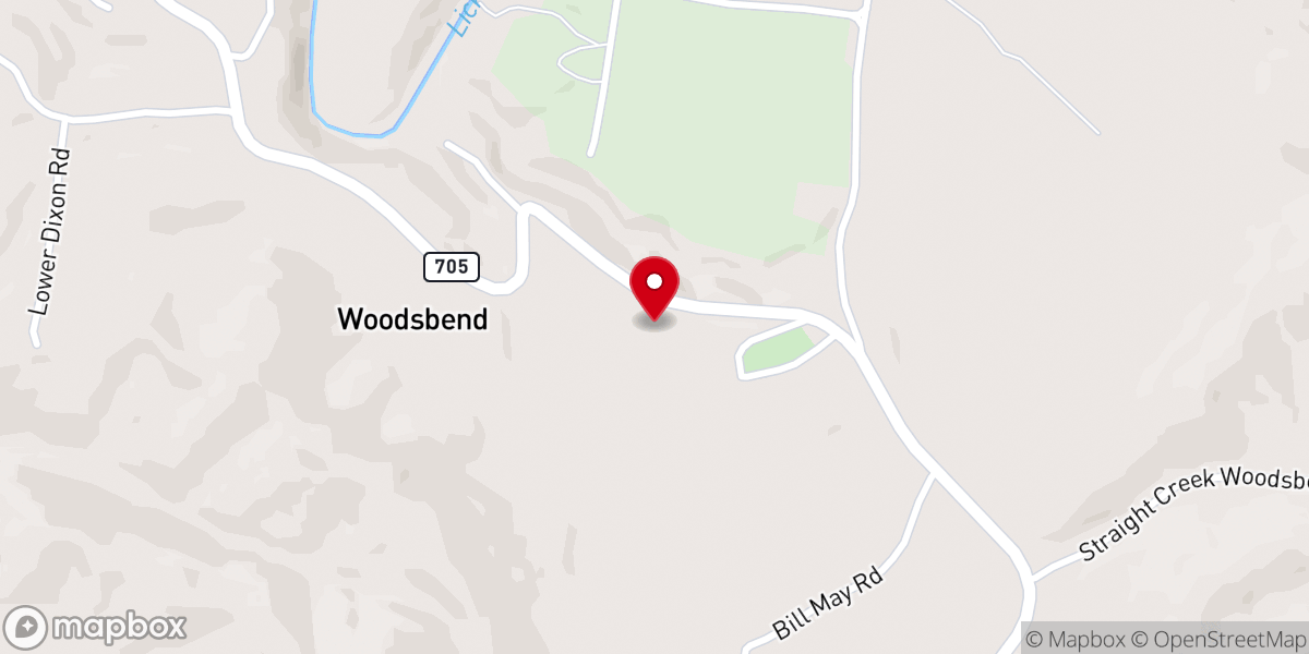Map showing location of Woodsbend Community Church
