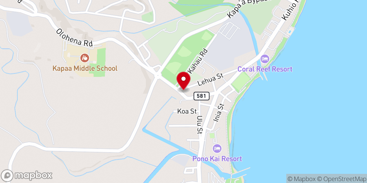Map showing location of Kapaa Baptist Church
