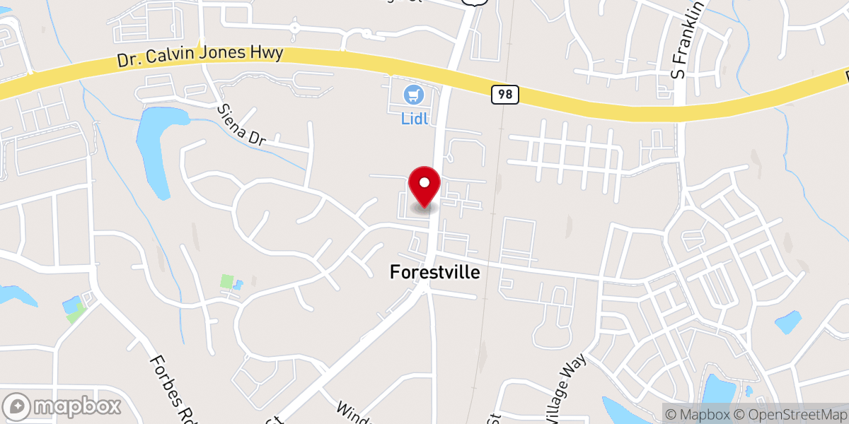 Map showing location of North Wake Church