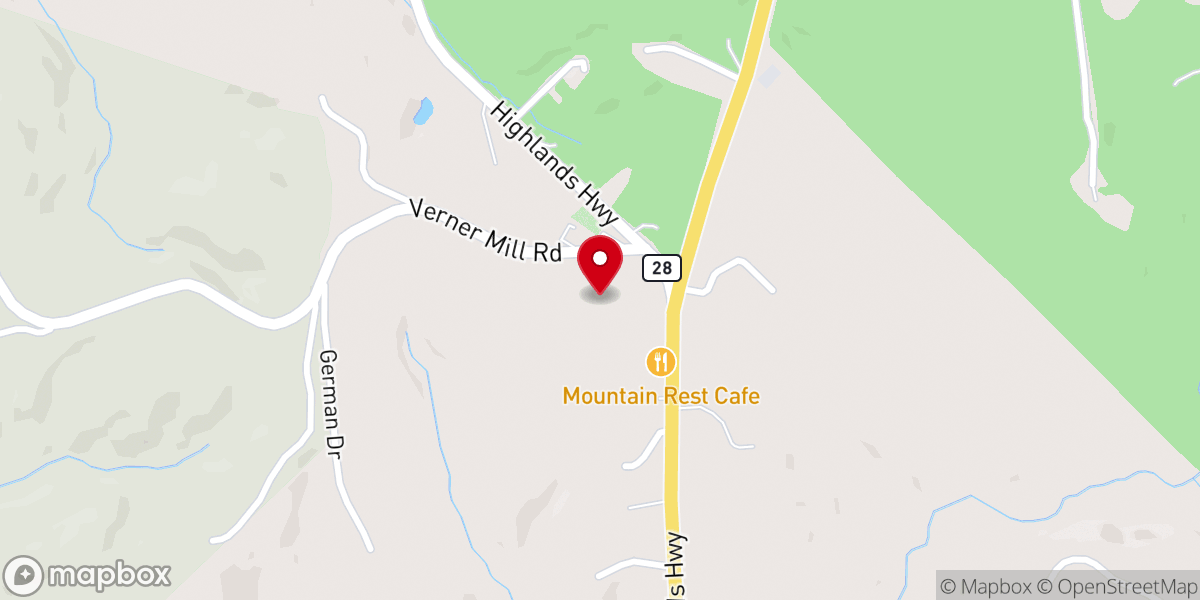 Map showing location of Mountain Rest Community Club