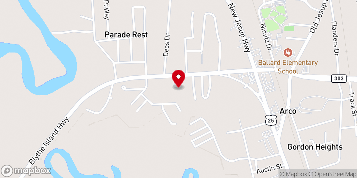 Map showing location of Family Life Assembly of God Church