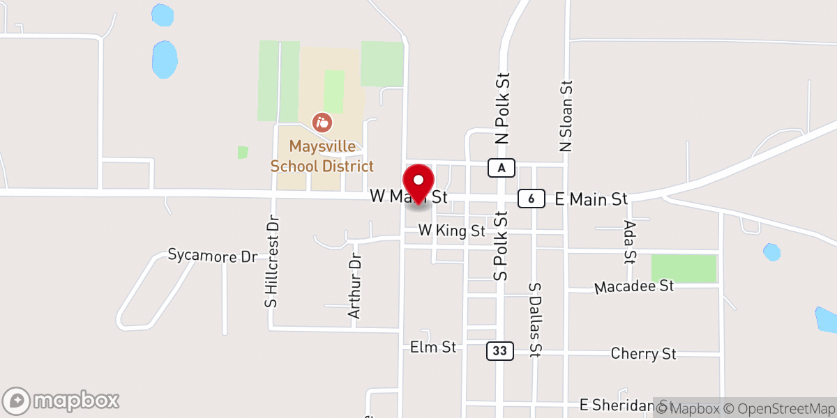 Map showing location of First Baptist Church-Maysville