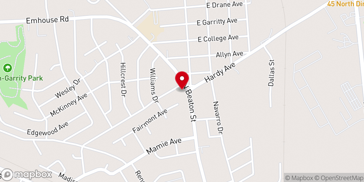 Map showing location of Northside Baptist Church Corsicana
