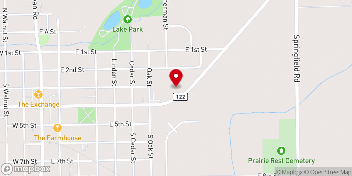 Map showing location of Prairie Bible Church