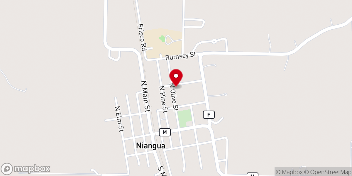 Map showing location of Niangua Community Food Pantry - Food Distribution Center