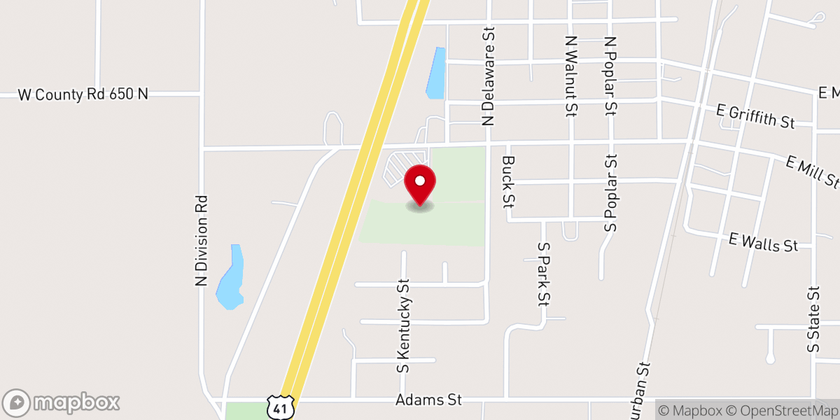 Map showing location of First Baptist Church of Shelburn